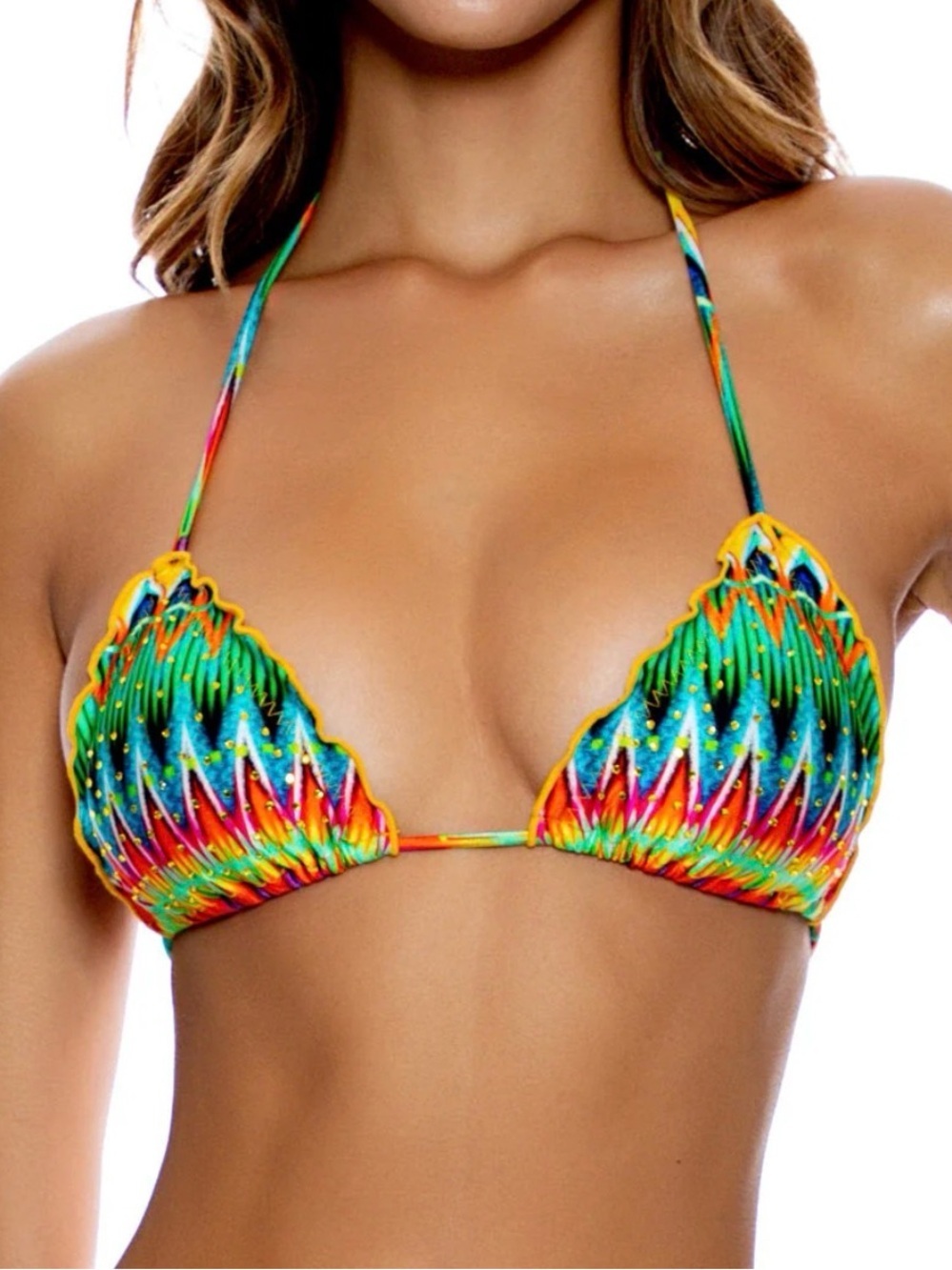 Luli Fama Green TULUM PARTY - Wavey Triangle Top string bikini top medium
